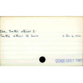 Iles, Traffic officer I.