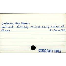 Jackson, Mrs Maria