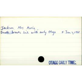 Jackson, Mrs Maria