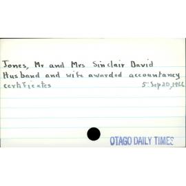 Jones, Mr. and Mrs. Sinclair David