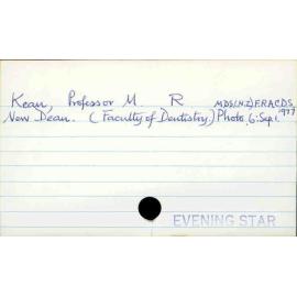 Kean, Professor M.R    M.D.S.(NZ) F.R.A.C.D.S.