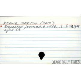 KEANE, MERVYN (OBIT.) 