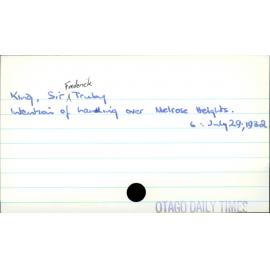 KIng, Sir Frederick Truby
