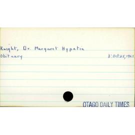 Knight, Dr Margaret Hypatia