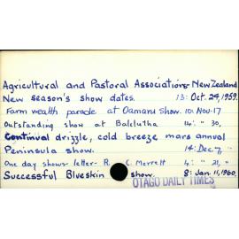 Agricultural and Pastoral Associations - New Zealand 