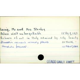 Laing, Mr and Mrs Stanley
