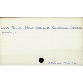 Land tenure - New Zealand - Canterbury Province