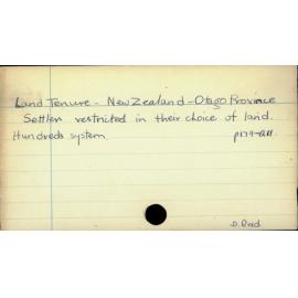 Land Tenure - New Zealand - Otago Province