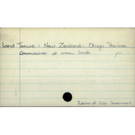 Land Tenure - New Zealand - Otago Province