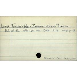 Land Tenure - New Zealand - Otago Province