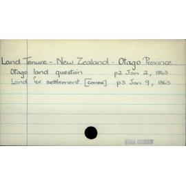 Land Tenure - New Zealand - Otago Province