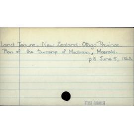 Land Tenure - New Zealand - Otago Province