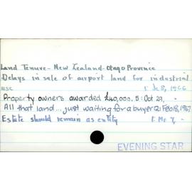 Land Tenure - New Zealand - Otago Province