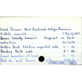 Land Tenure - New Zealand - Otago Province