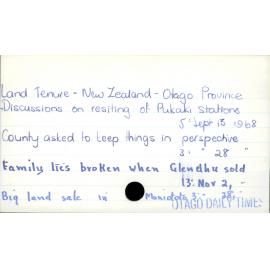 Land Tenure - New Zealand - Otago Province
