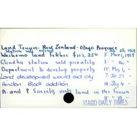Land Tenure - New Zealand - Otago Province