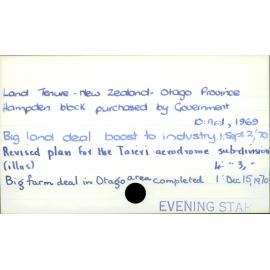 Land Tenure - New Zealand - Otago Province