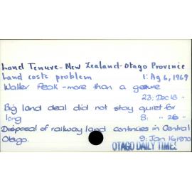 Land Tenure - New Zealand - Otago Province