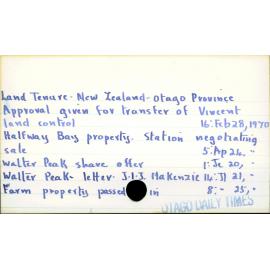 Land Tenure - New Zealand - Otago Province