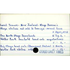 Land Tenure - New Zealand - Otago Province