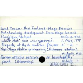 Land Tenure - New Zealand - Otago Province