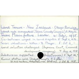 Land Tenure - New Zealand - Otago Province