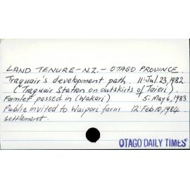 Land Tenure - New Zealand - Otago Province