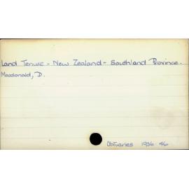 Land Tenure - New Zealand - Southland Province