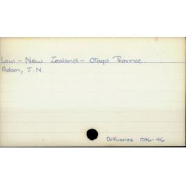 Law - New Zealand - Otago Province