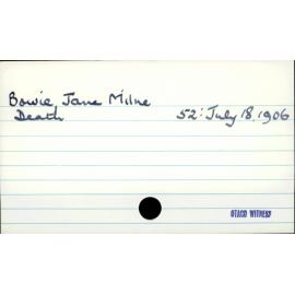 Bowie, Jane Milne