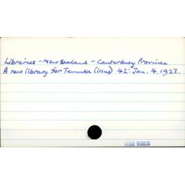 Libraries - New Zealand - Canterbury Province