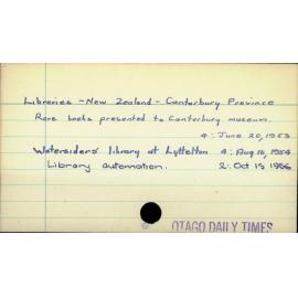 Libraries - New Zealand - Canterbury Province