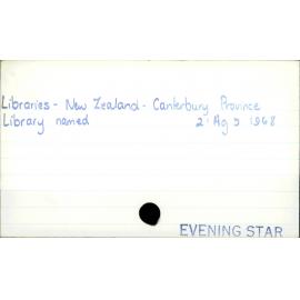 Libraries - New Zealand - Canterbury Province