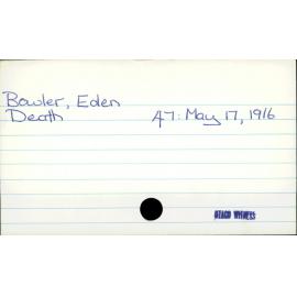 Bowler, Eden