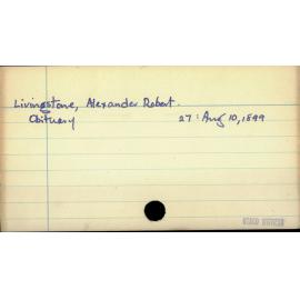 Livingstone, Alexander Robert