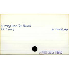 Livingstone, Dr. David