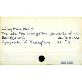 Livingstone, Mrs H.