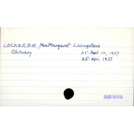 Lockerbie, Margaret Livingstone