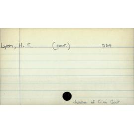 Lyon, H E