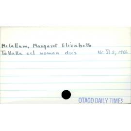 McCallum, Margaret Elizabeth