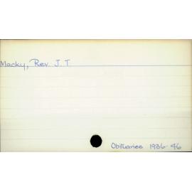 Macky, Rev. J. T.