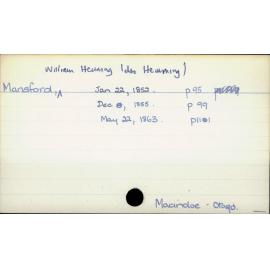 Mansford, William Henning (also Hemming)