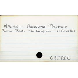 MAORI - AUCKLAND PROVINCE