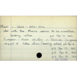 Maori - Wars - 1843 - 1872