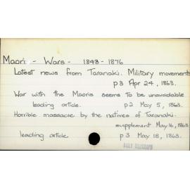 Maori - Wars - 1843 - 1876
