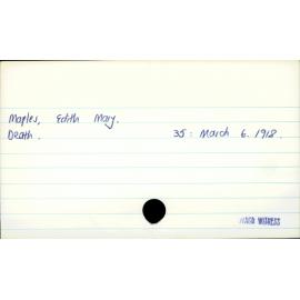 Maples, Edith Mary.