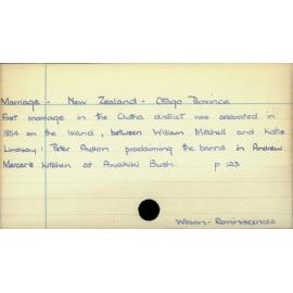 Marriage - New Zealand - Otago Province