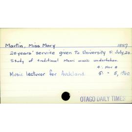 Martin, Miss Mary