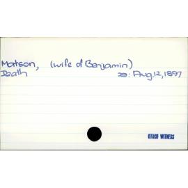 Matson, (wife of Benjamin)