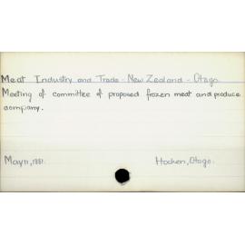 Meat Industry and Trade - New Zealand - Otago